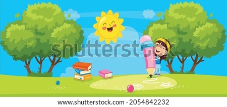 children's day cartoon vector drawing cute child illustration