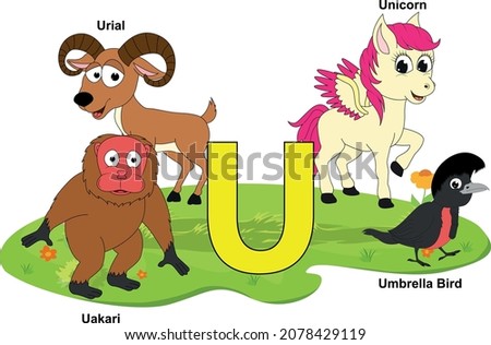 cute animal cartoon with alphabet letter