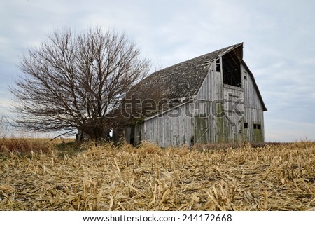 A barn scene on a farm in Iowa.