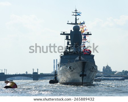 Saint Petersburg, Russia, on 27 July 2012. Day Navy. Warship