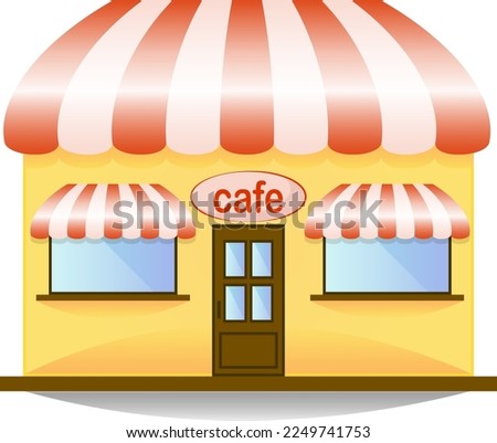 Cafe storefront face view of building with showcase entrance and signboard lettering vector