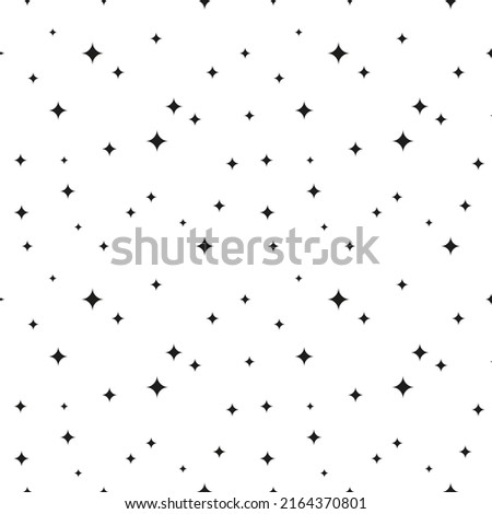 Black and white seamless pattern with four pointed stars.