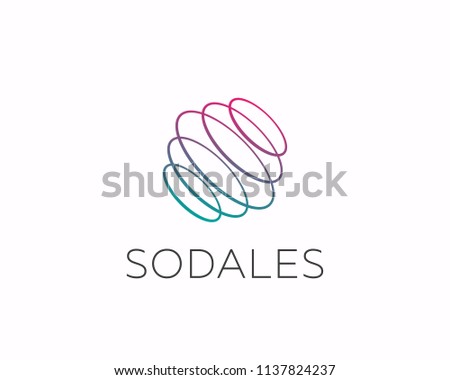 Abstract circles rings spin logo design. Universal color sphere planet vector logotype