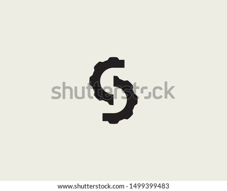 S letter service gear logo icon design abstract modern minimal style illustration. Repair cog wheel vector emblem sign symbol mark logotype
