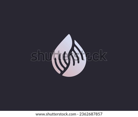 Abstract water drop from human hands logo design. Liquid water symbol. Universal care support sign. Vector illustration.