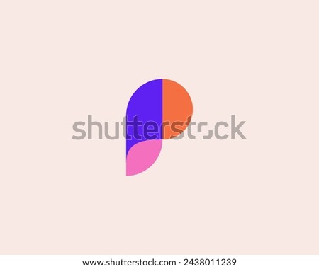 A letter P logo from abstract shapes. Colorful monogram sign logotype. Vector illustration.