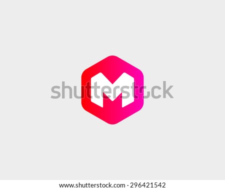 Abstract letter M W logo design template. Colorful hexagon creative sign. Universal vector icon.