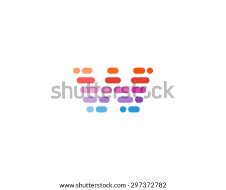 Abstract letter W logo design template.  Dynamic, code unusual font. Universal fast moving dots, atoms, blocks, color symbol.