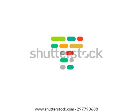 Abstract letter T logo design template.  Dynamic, code unusual font. Universal fast moving dots, atoms, blocks, color symbol.