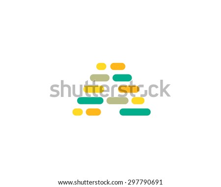 Abstract letter A logo design template.  Dynamic, code unusual font. Universal fast moving dots, atoms, blocks, color symbol.