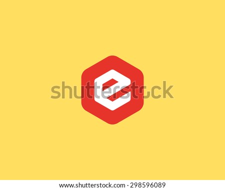 Abstract letter E logo design template. Colorful creative hexagon sign. Universal vector icon.