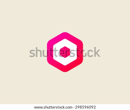Abstract letter O logo design template. Colorful creative hexagon sign. Universal vector icon.