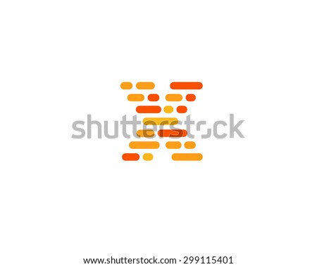 Abstract letter X logo design template.  Dynamic, code unusual font. Universal fast moving dots, atoms, blocks, color symbol.