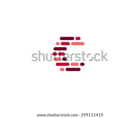 Abstract letter C logo design template.  Dynamic, code unusual font. Universal fast moving dots, atoms, blocks, color symbol.