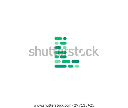 Abstract letter L logo design template.  Dynamic, code unusual font. Universal fast moving dots, atoms, blocks, color symbol.