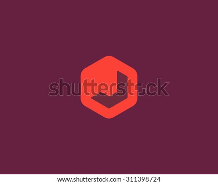 Abstract letter J logo design template. Colorful creative hexagon sign. Universal vector icon.