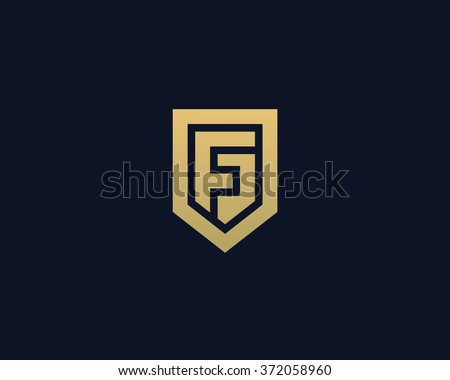 Abstract letter F shield logo design template. Premium nominal monogram business sign. Universal foundation vector icon. 