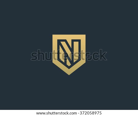 Abstract letter N shield logo design template. Premium nominal monogram business sign. Universal foundation vector icon. 