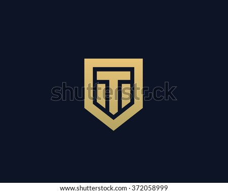 Abstract letter T shield logo design template. Premium nominal monogram business sign. Universal foundation vector icon. 