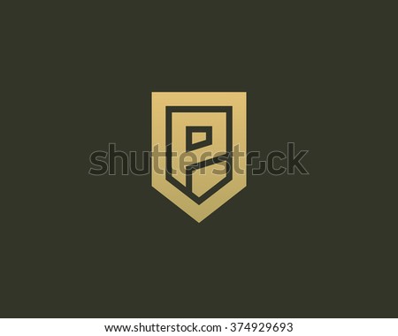 Abstract letter P shield logo design template. Premium nominal monogram business sign. Universal foundation vector icon. 