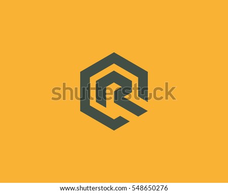 Abstract letter R vector logotype. Line hexagon creative simple logo design template.  Universal geometric symbol font icon.