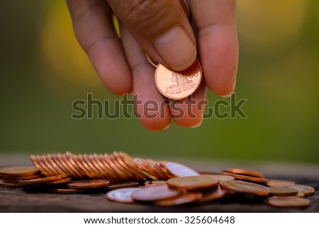 Counting small change aka coins  hardship concept.