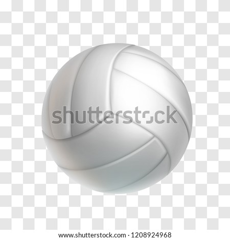 Realistic white volleyball ball isolated on transparent background. Sports equipment for team game vector illustration. Leather ball for beach volleyball or water polo. Outdoors leisure and activity