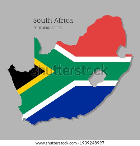 Map of Southern Africa with national flag. Highly detailed map of South Africa country with territory borders. Political or geographical design vector illustration on gray background