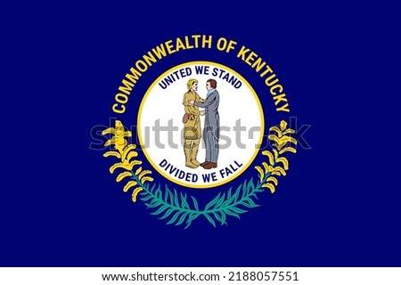 Flag of Kentucky, symbol of USA federal state. Full frame federal flag of Kentucky with state seal on dark blue field realistic vector illustration
