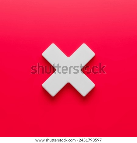3D realistic wrong check mark sign on red. No or incorrect check mark. Disapprove or wrong choice. Multiplication mathematical, arithmetic symbol for working with calculations three-dimensional vector