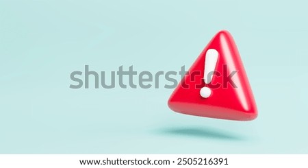 3D realistic red triangle alarm and warning signal banner. Black signal caution about danger alert, risk warning, danger alert. Warning sign concept. Vector illustration triangle attention sign icon