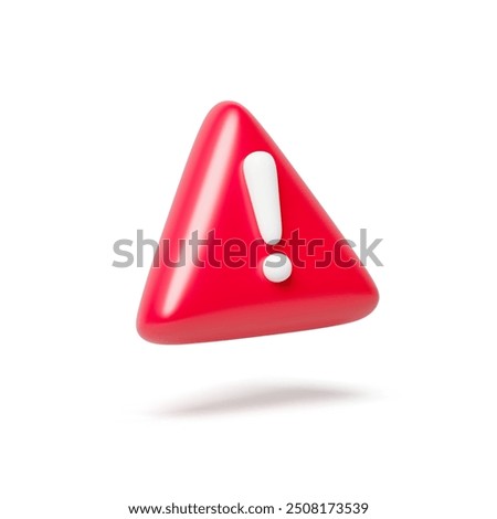 Vector art of red triangle warning sign icon prevent about danger warning, risk warning, danger alert. 3d realistic illustration of exclamination mark . Warning icon isolated on white background.