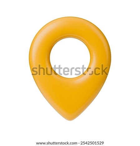 3d illustration of locator pin. Three-dimensional illustration of yellow GPS, city map. Navigation sign, infographics. Locator pin isolated on a white background.