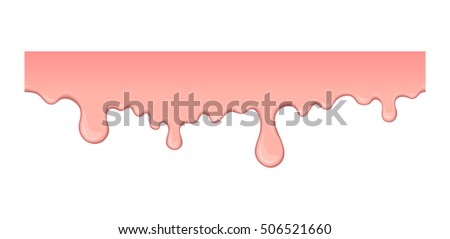Pink bubble gym or melting ice cream. Flow of sweet sticky liquid. Abstract illustration of splash. Burst off bubblegum. Cartoon design