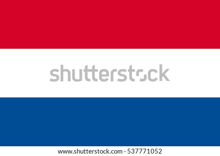 Waving flag of Netherland. Vector illustration of icon with red, white and blue colors.