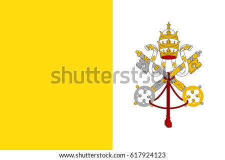 Flag of Vatican City State. Papal States - catholic country of Sounhern European. Holy See symbol. Vector icon illustration