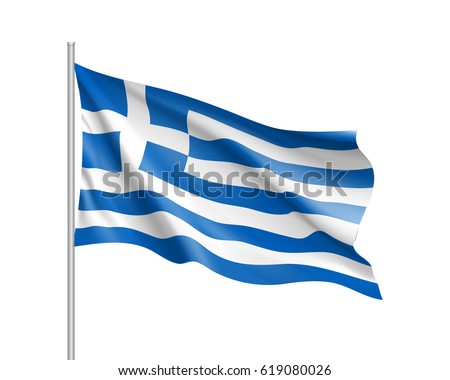 National flag of Greece country. Patriotic sign in official greek colors: white and blue. Symbol of Sounhern European state. Vector icon illustration