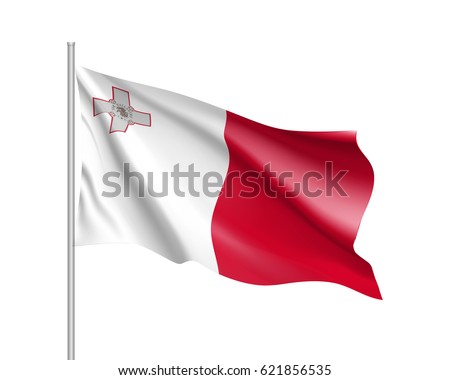 National flag of Malta republic. Patriotic sign in official country colors: white and red. Symbol of Sounhern European state. Vector icon illustration