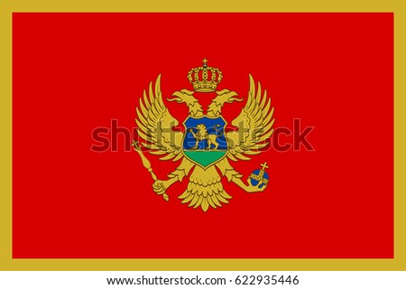 National flag of Montenegro country. Patriotic state symbol in official colors. Illustration of Sounhern European country flag. Vector icon