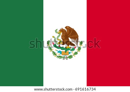 Flag Mexico flat icon. State insignia of the nation in flat style on the entire page. National symbol in the form of a vector illustration