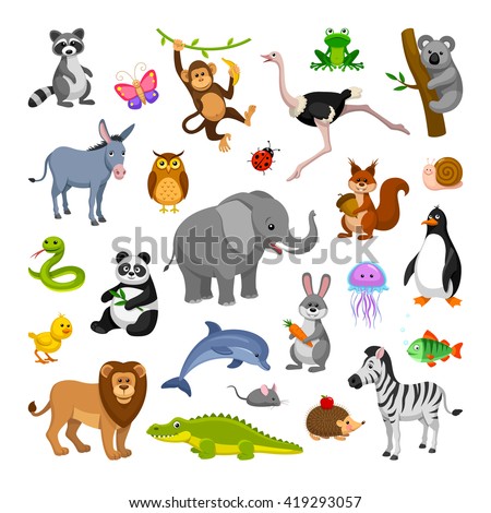 Set Of Cartoon Animals Stock Vector Illustration 419293057 : Shutterstock