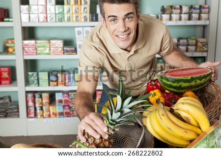 man shopping a vegetables