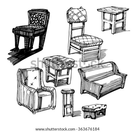 Vector Set Of Sketch Chairs - 363676184 : Shutterstock