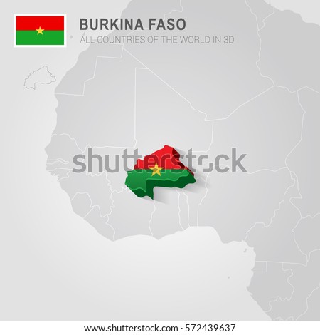 Burkina Faso drawn on gray map