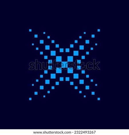 Letter X Blue color, square logo, rectangle shape, Digital and Technology logotype