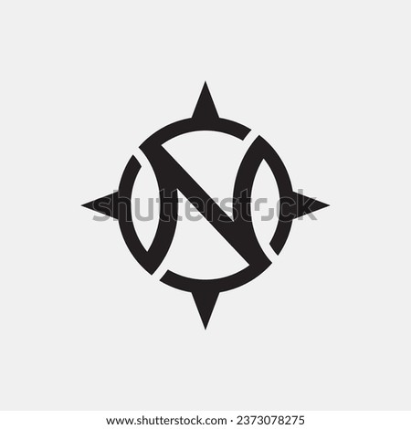 Modern navigation logo shaped like the letter N with color black and white