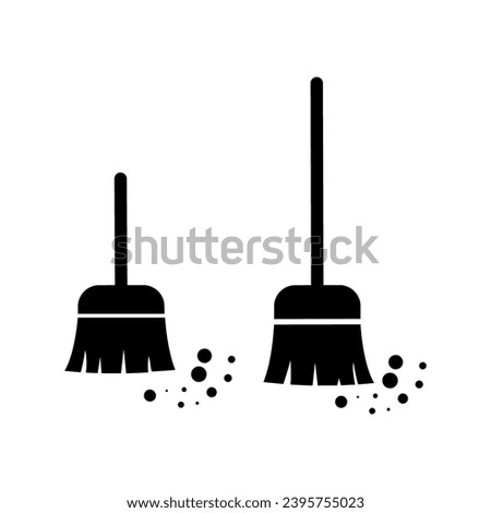 Broom icon Vector with black and white color