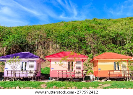 colorful guest house hut in nature background and blue sky day