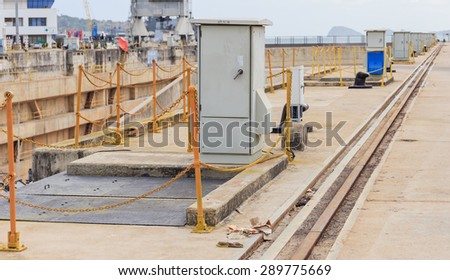 SATTAHEEP CHONBURI -JUNE,23:The main distribution boxes are located in line at the navy dock yard where named \