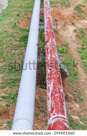 two line of pipe water line in close up